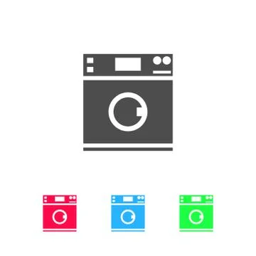 Washing machine icon flat. Stock Illustration