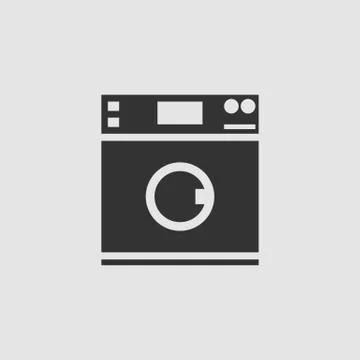 Washing machine icon flat. Stock Illustration
