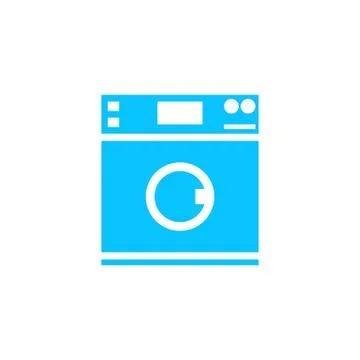 Washing machine icon flat. Illustrazione stock
