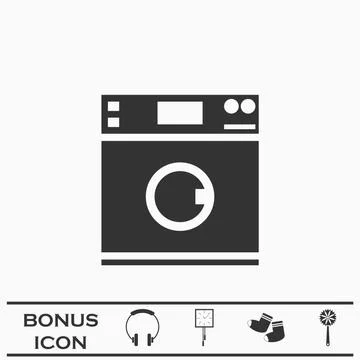 Washing machine icon flat. Stock Illustration