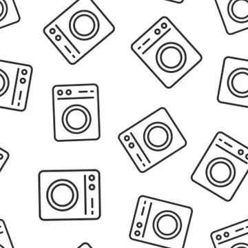 Washing machine icon in flat style. Washer vector illustration on white isola Stock Illustration