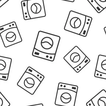 Washing machine icon in flat style. Washer vector illustration on white isola Stock Illustration