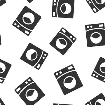 Washing machine icon in flat style. Washer vector illustration on white isola Stock Illustration