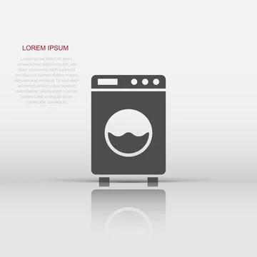 Washing machine icon in flat style. Washer vector illustration on white iso.. Stock Illustration