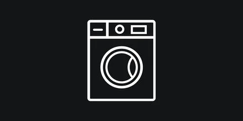 Washing Machine Icon Outlined – Clean Vector Appliance Symbol Stock Illustration