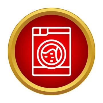 Washing machine icon in red circle button Stock Illustration