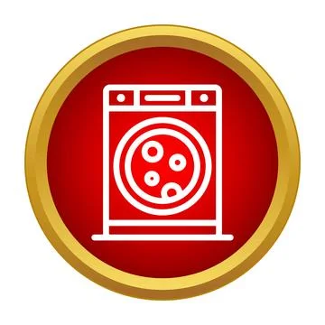 Washing machine icon in red circle button Stock Illustration