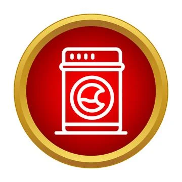 Washing machine icon in red circle Stock Illustration