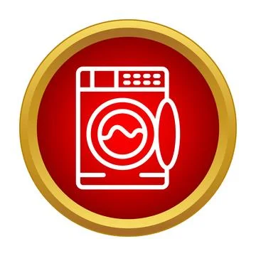 Washing machine icon washing laundry on red background Illustrazione stock