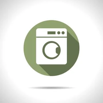 Washing machine illustration. Laundry flat vector icon Stock Illustration