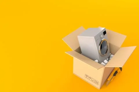 Washing machine inside package Stock Illustration