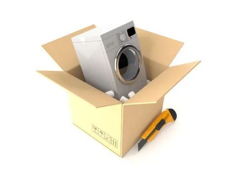 Washing machine inside package Stock Illustration