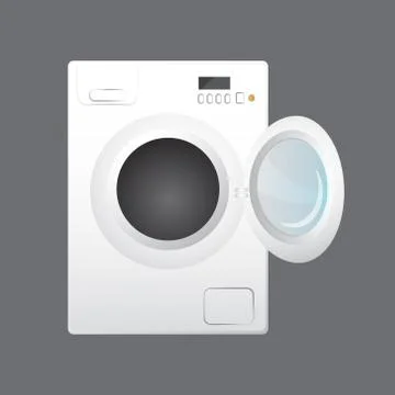 Washing machine isolated on gray background Illustrazione stock
