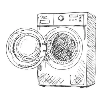 Washing machine isolated on white background. Stock Illustration