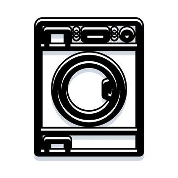 Washing machine laundry appliance cleaning clothes icon Stock Illustration