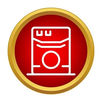Washing machine laundry appliance icon in red circle Stock Illustration
