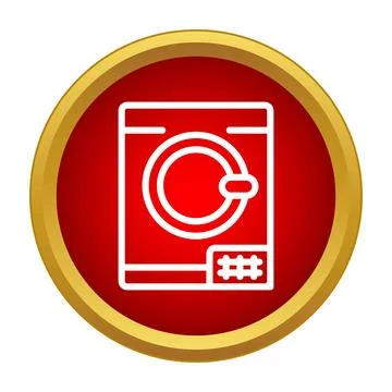 Washing machine laundry appliance red circle icon Stock Illustration