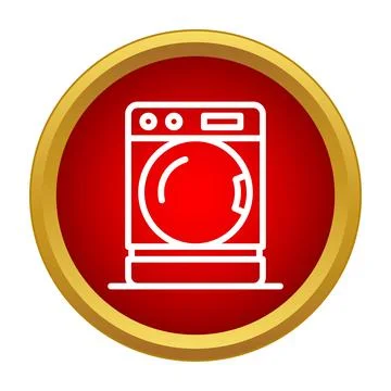 Washing machine laundry appliance red circle icon Stock Illustration
