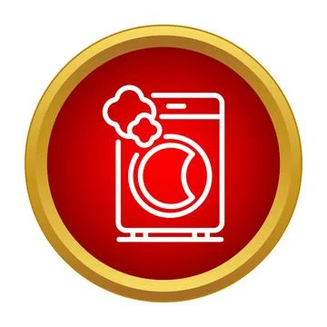 Washing machine laundry service icon with steam Stock Illustration
