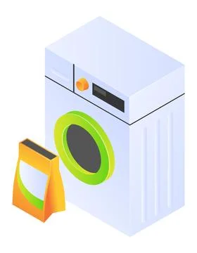 Washing machine with laundry soap Stock Illustration