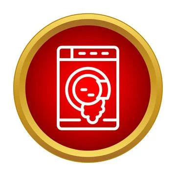 Washing machine leaking water flat icon concept Stock Illustration