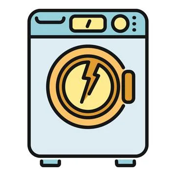 Washing machine with lightning bolt power icon Illustrazione stock