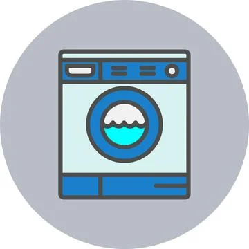 Washing Machine Line Filled Circle Icon Stock Illustration