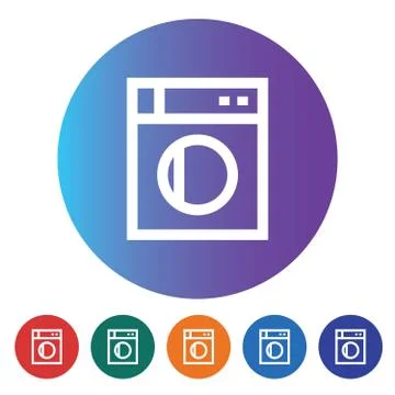 Washing Machine Line Icon 스톡 일러스트