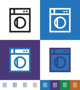 Washing Machine Line Icon Stock Illustration