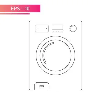 Washing machine in a linear design with a display and convenient operation Stock Illustration