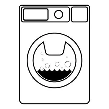 Washing machine logo on a white background in linear minimal style Stock Illustration