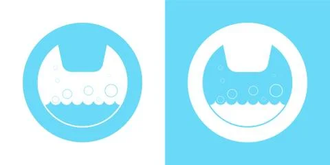 Washing machine logo on a white background in blue minimalistic style Stock Illustration