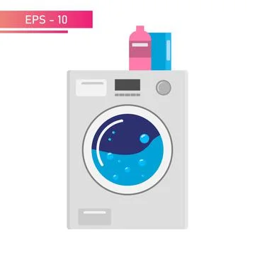 Washing machine, modern technology, during operation. Realistic design Stock Illustration