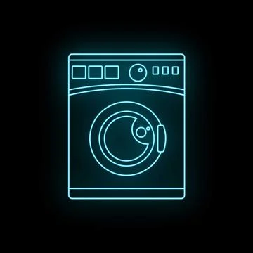 Washing machine neon glow line icon illustration Stock Illustration