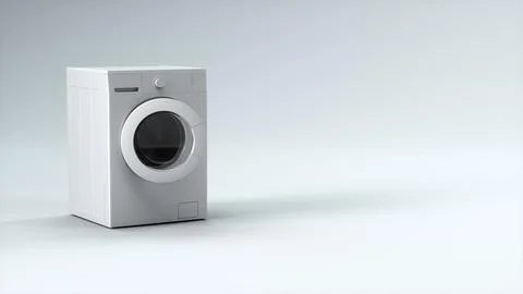 Washing Machine With Open Door on a white studio background. Stock Illustration