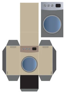 Washing Machine Paper Model for Cut and Glue Stock Illustration