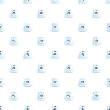 Washing machine pattern with bubbles for laundry concept Stock Illustration