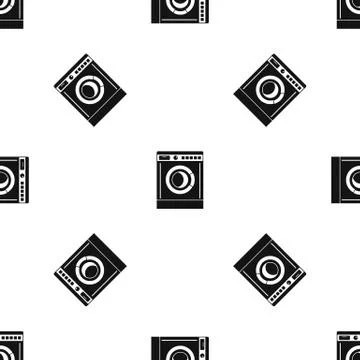 Washing machine pattern seamless black Stock Illustration