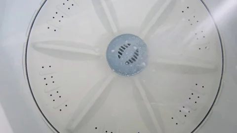 Washing machine running Stock Footage 77596091