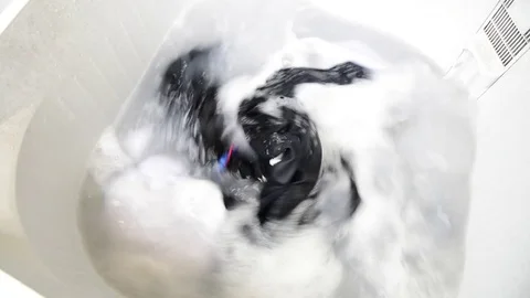 Washing machine running Stock Footage 77596544