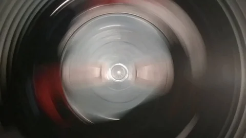 The washing machine is in spin mode. (Selective focus) Stock Footage 113012705