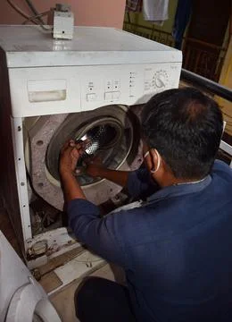 Washing machine technician Foto stock