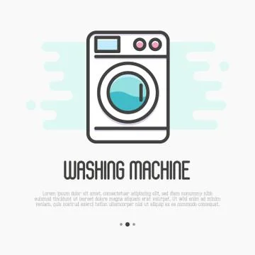 Washing machine thin line icon. Vector illustration for laundry or plumbing Illustrazione stock