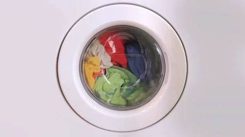 Washing machine turning Stock Footage