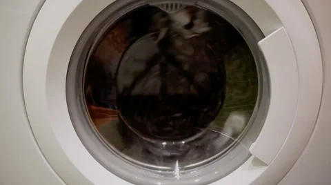 Washing machine turning - front view Stock Footage 45763814