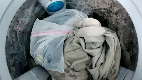 Washing machine washes clothes laundry such as colored. Stock Footage 96482794
