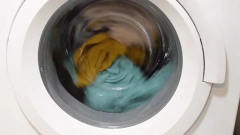 Washing machine washing clothes Video stock 142948733
