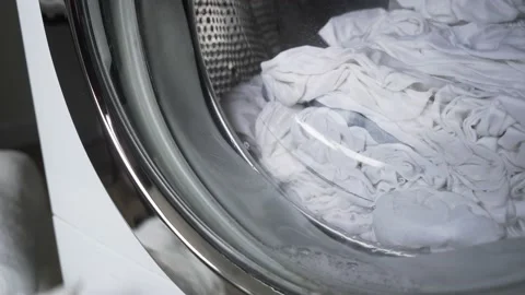 Washing machine. Washing clothes. Laundry service machine working. Stock Footage 222971122