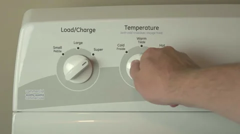 Washing Machine Water Temperature Dial Turning from Hot to Cold. Stock Footage