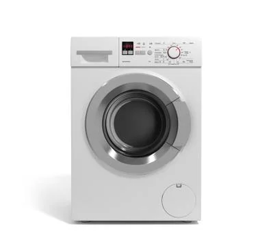 Washing machine on white background 3D illustration Illustrazione stock